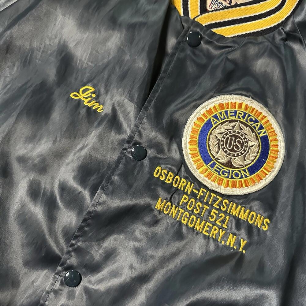 Vintage West Ark Bomber Nylon Jacket American Legion Blue Gold Trim Size M - Picture 2 of 7